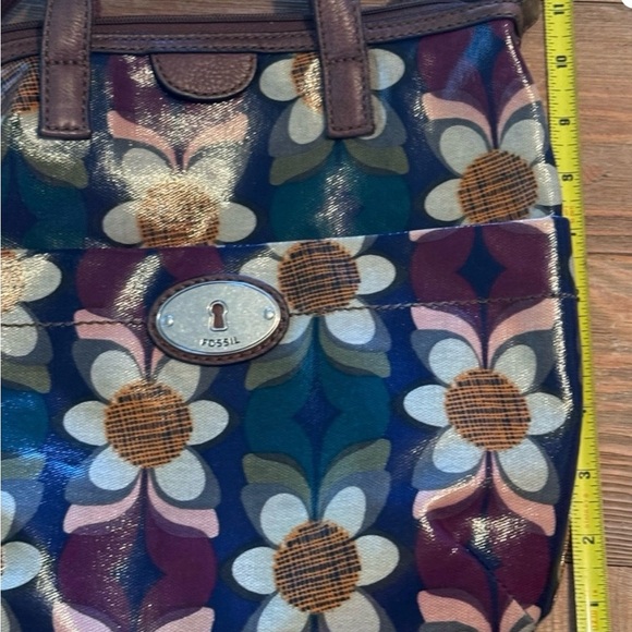 Fossil Women's Crossbody Bag with Floral Pattern - Blue and Brown - Picture 2 of 5